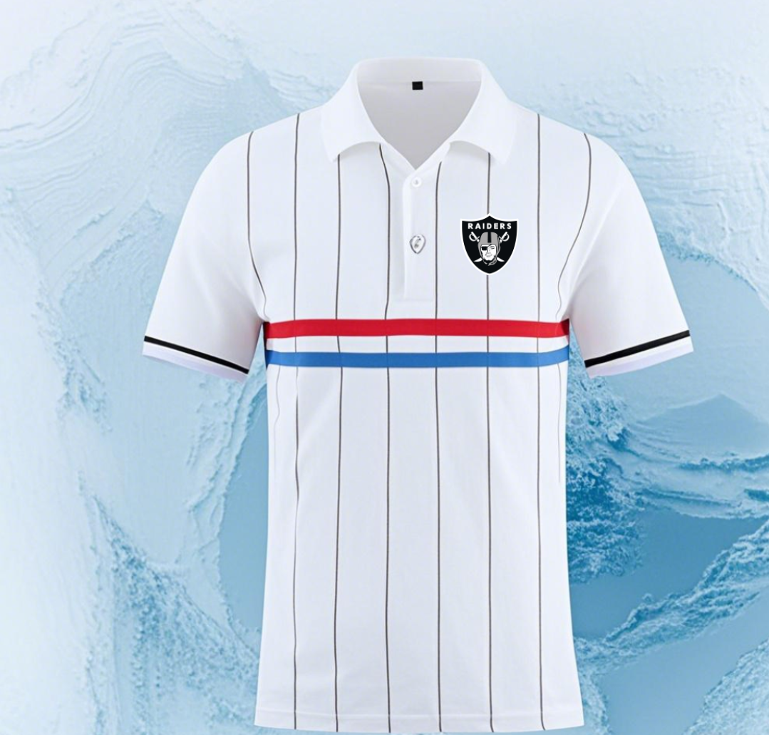 Oakland Raiders white style 2 Men 2025 NFL polo T shirt